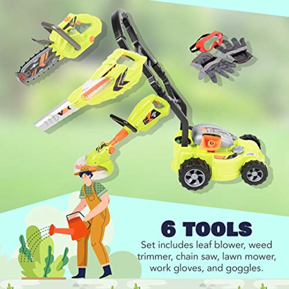 Constructive Playthi Cp Toys 6 Pc. Child-Size Power Gardening Tools W/ Realistic Sound Effects