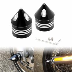 Pbymt Black Front Axle Nut Covers Caps Compatible For Harley Davidson Dyna Softail Touring Road King Electra Street Glide 2008-2