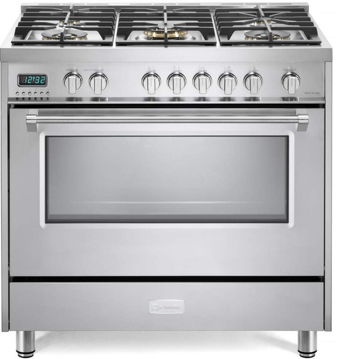 Verona Designer Series Vdfsge365Ss 50 Cu Ft 36 Inch Dual Fuel Range Oven 2 Convection Fans 5 Sealed Brass Burners Stainless Stee