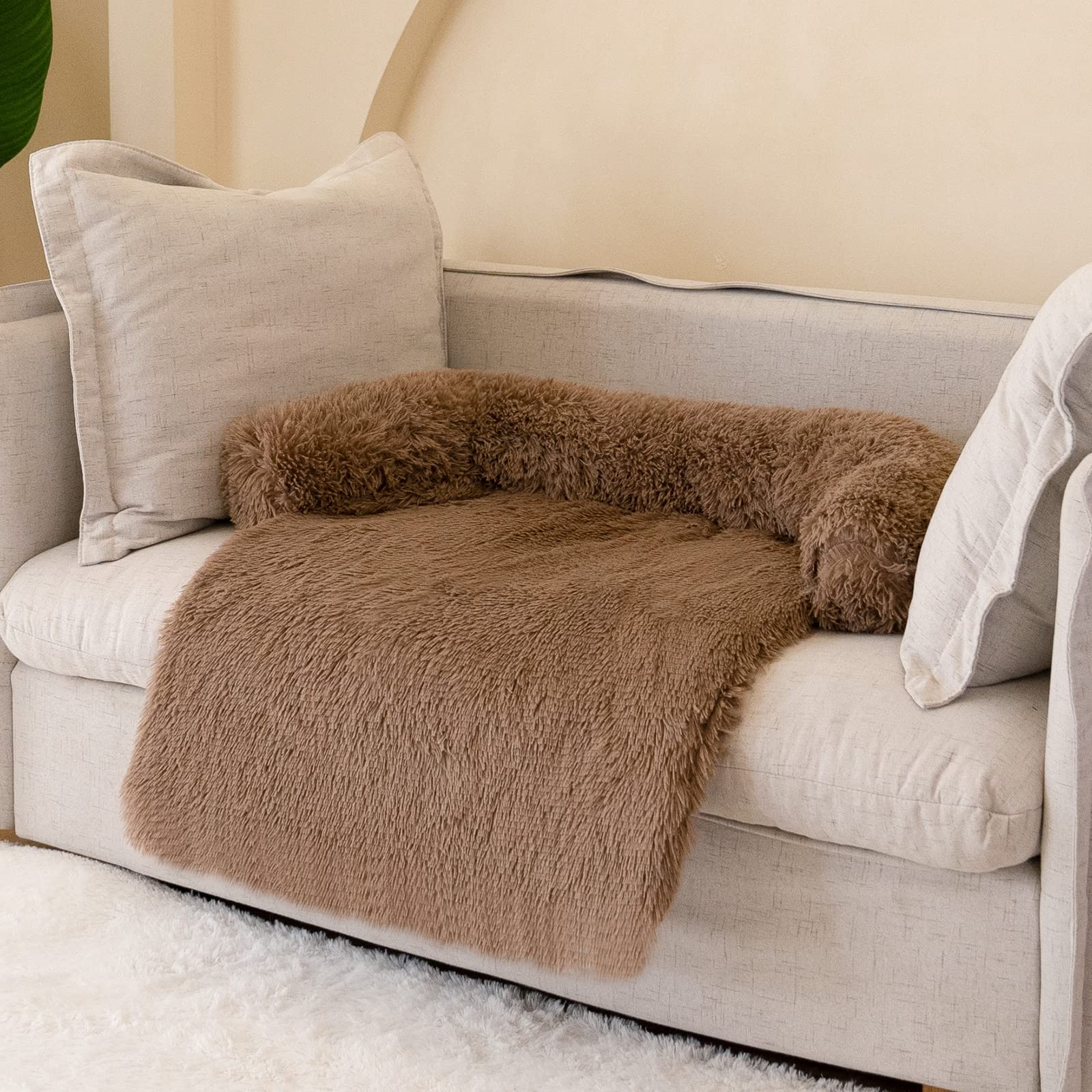 WELLYELO Wellyelo Small Calming Dog Bed Dog Sofa Couch Beds For Small Dogs  And Cats Fluffy Plush Dog Mats For Furniture Protector With Wa