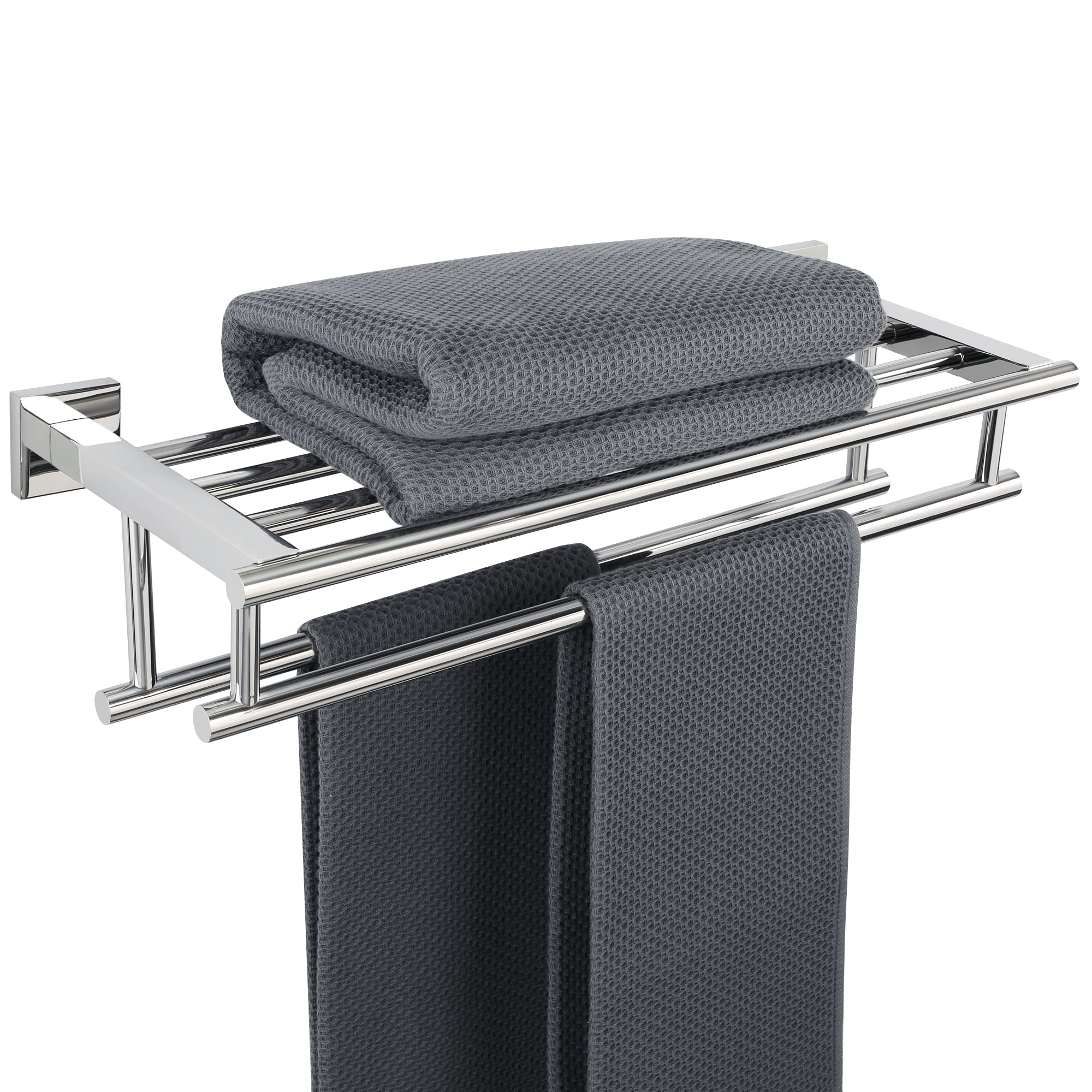 Alise Bathroom Lavatory Towel Rack Towel Shelf With Two Towel Bars Wall ...