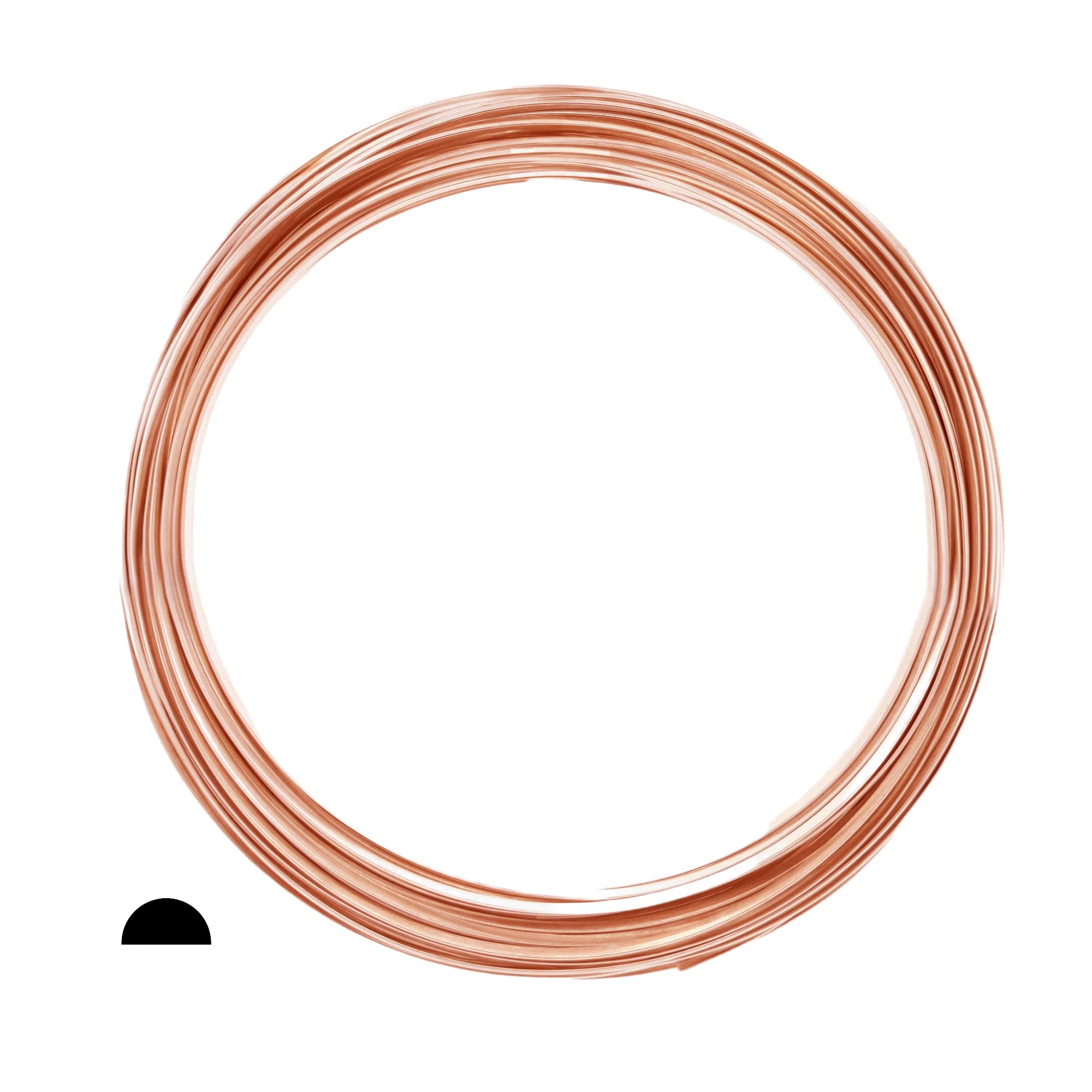 10 Gauge, 99.9% Pure Copper Wire (Half Round) Dead Soft CDA #110 Made in USA - 25ft by Craft Wire