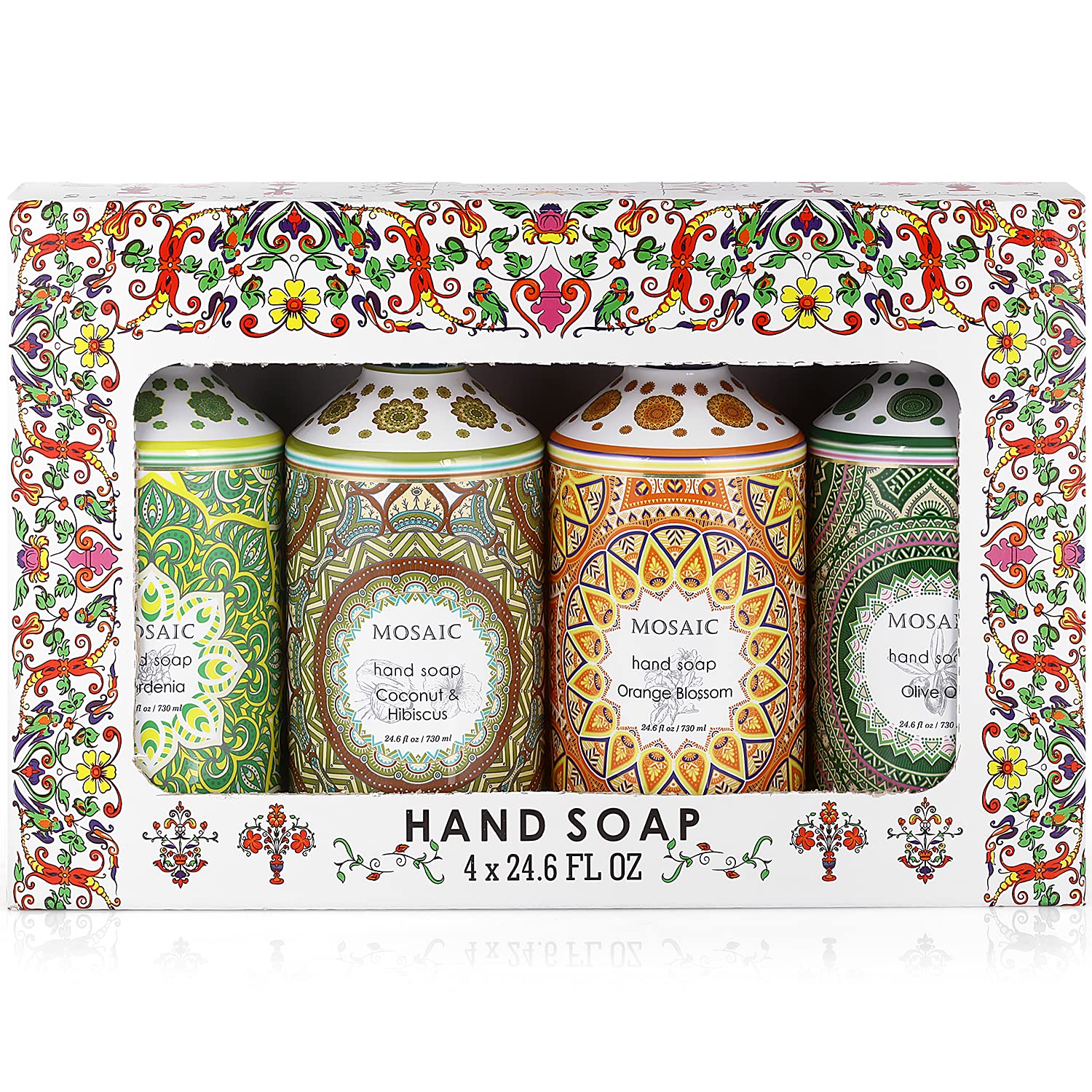 AnatoliaDaphne Mosaic Liquid Hand Soap  Hand Wash gift Set, Ideal Bathroom Hand Soap and Kitchen Hand Soap Set , Olive Oil + coconut & Hibiscus