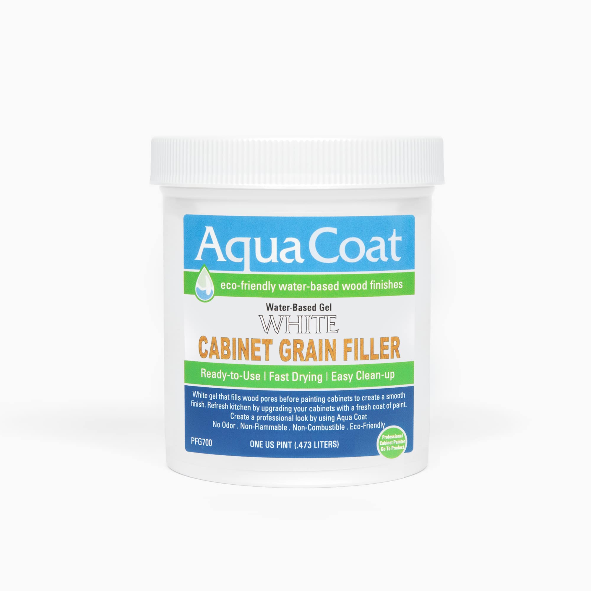 Aqua Coat Water Based White Cabinet Grain Filler Gel, Fast Drying, Low Odor White Wood Grain Filler, Premium Cabinet Grain Fille