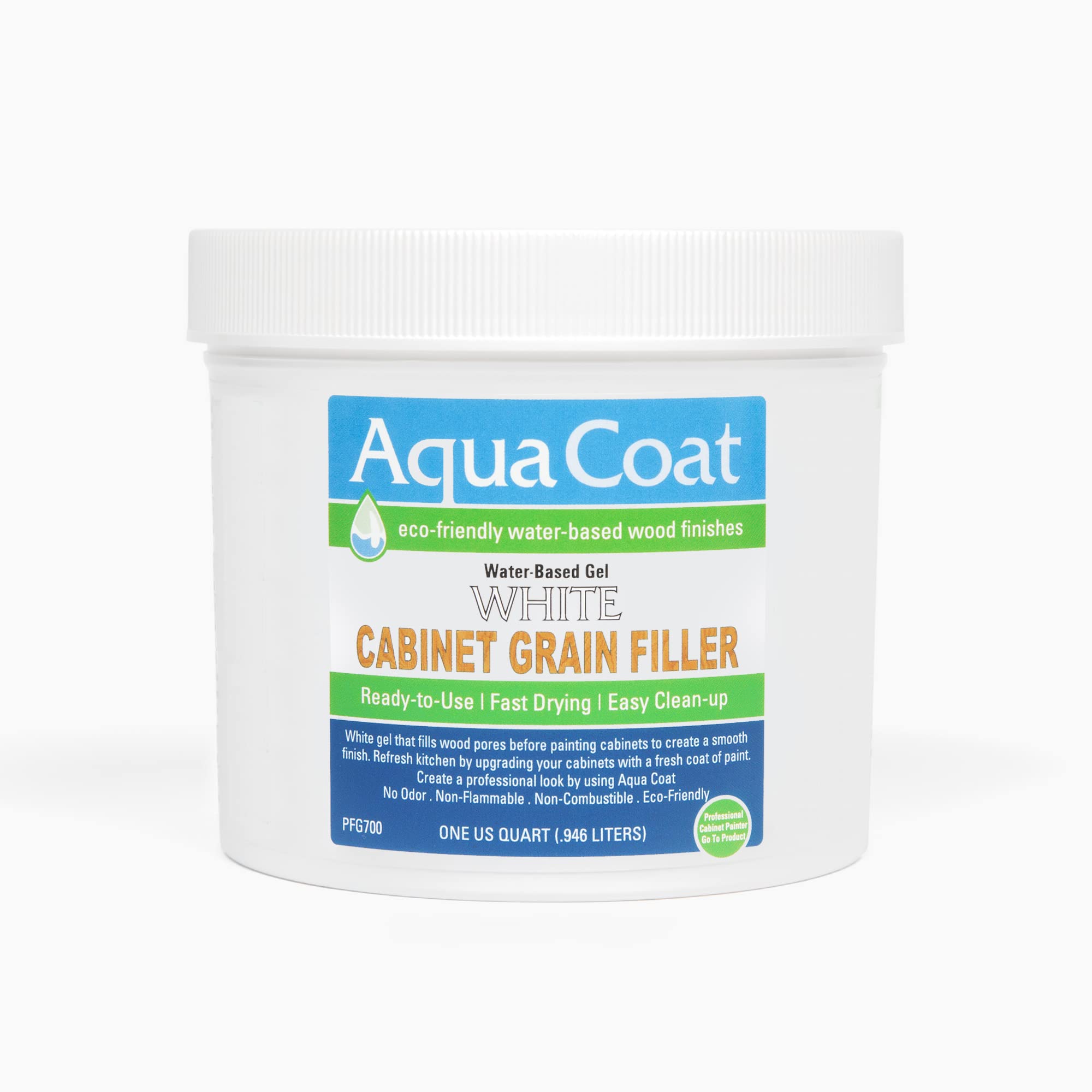 Aqua Coat Water Based White Cabinet Grain Filler Gel, Fast Drying, Low Odor White Wood Grain Filler, Premium Cabinet Grain Fille