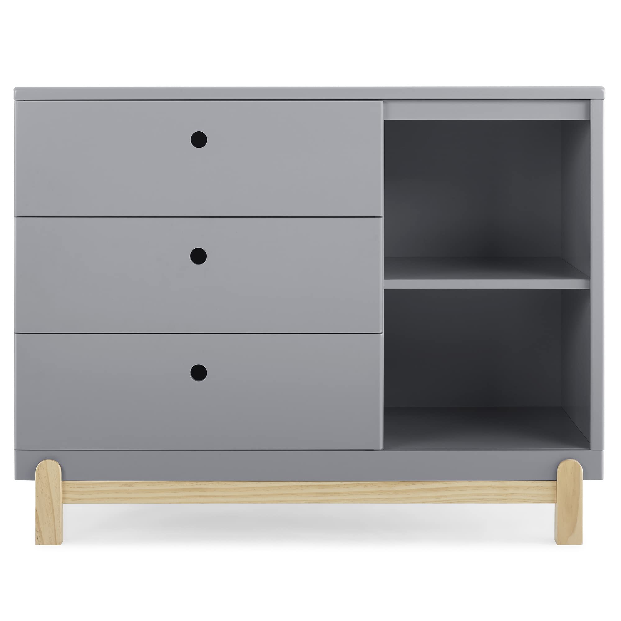 Delta Children Poppy 3 Drawer Dresser With Cubbies, Greynatural