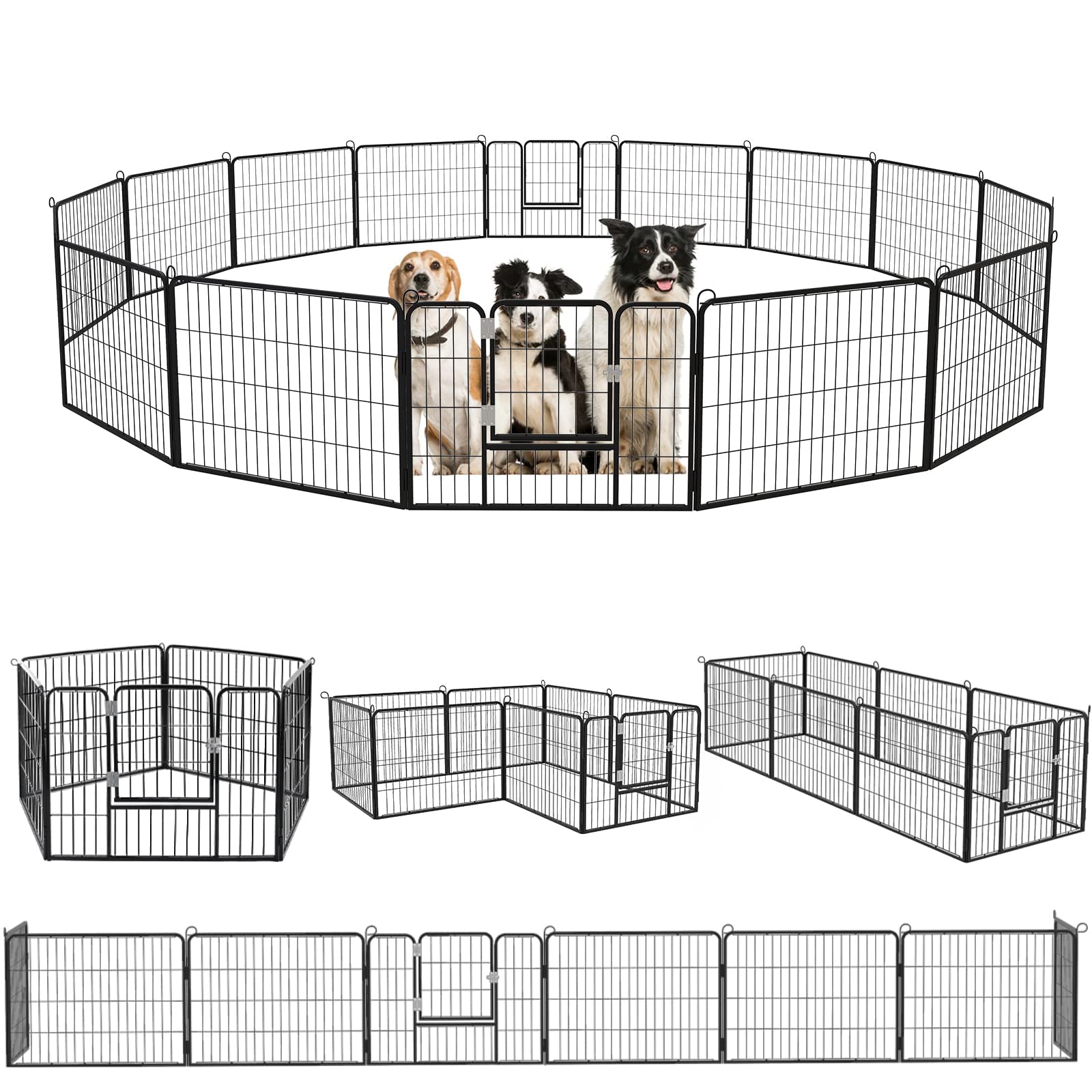 Tavata Heavy Duty Metal Dog Playpen Dog Fence For Outdoor, 816 Panels 243240 Height Rustproof Dog Fence With Doors, Pet Fence Fo