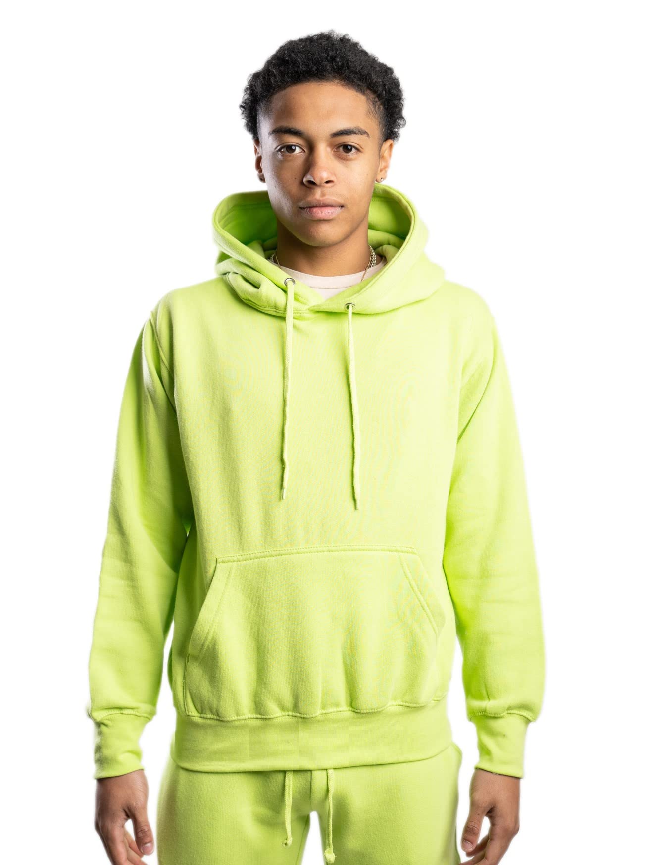 Blank Knights Mens Hooded Sweatshirt Plain Blank Casual Soft Brushed Fleece  Hoodie, Lime Green, Large