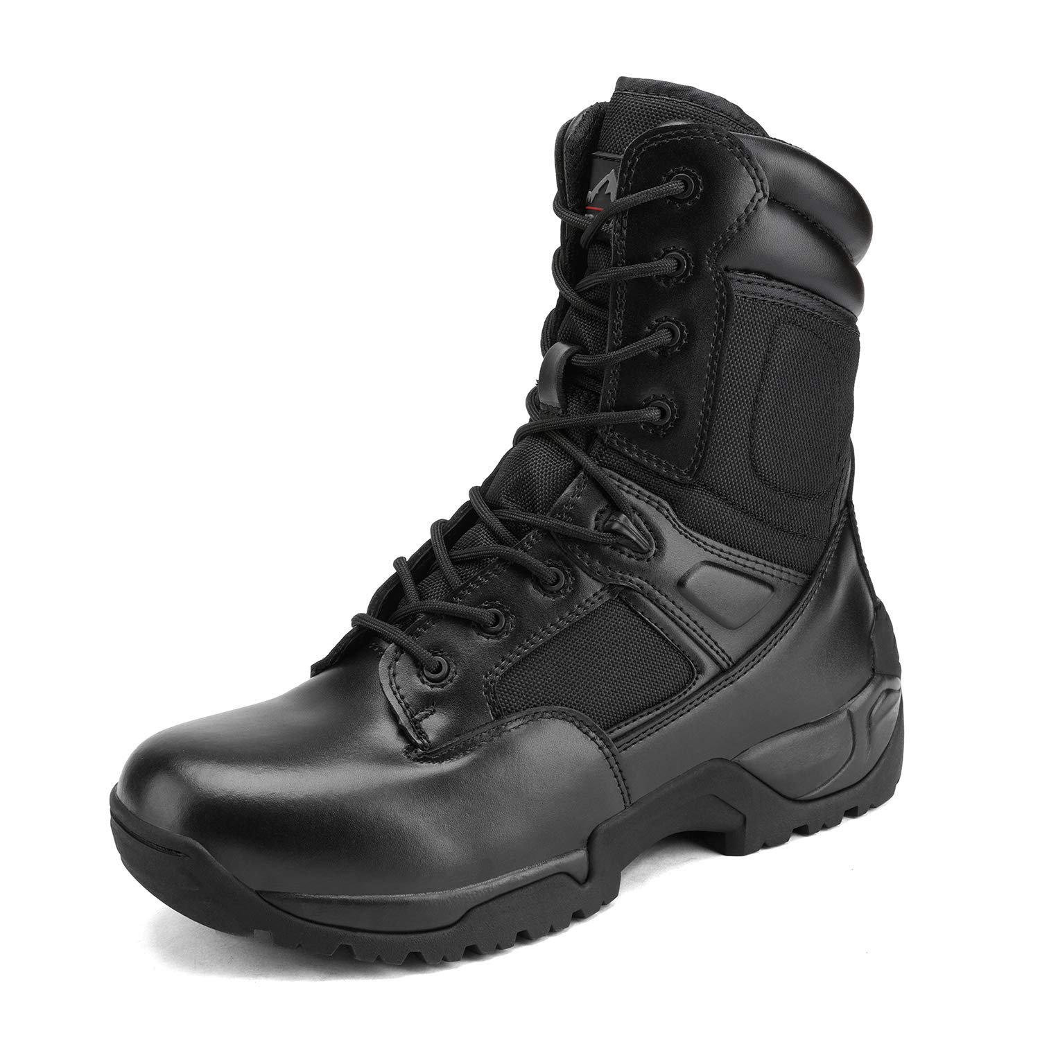 Nortiv 8 Mens Military Tactical Work Boots Side Zip Hiking Motorcycle Combat Boots Black 7 Wide Response-W