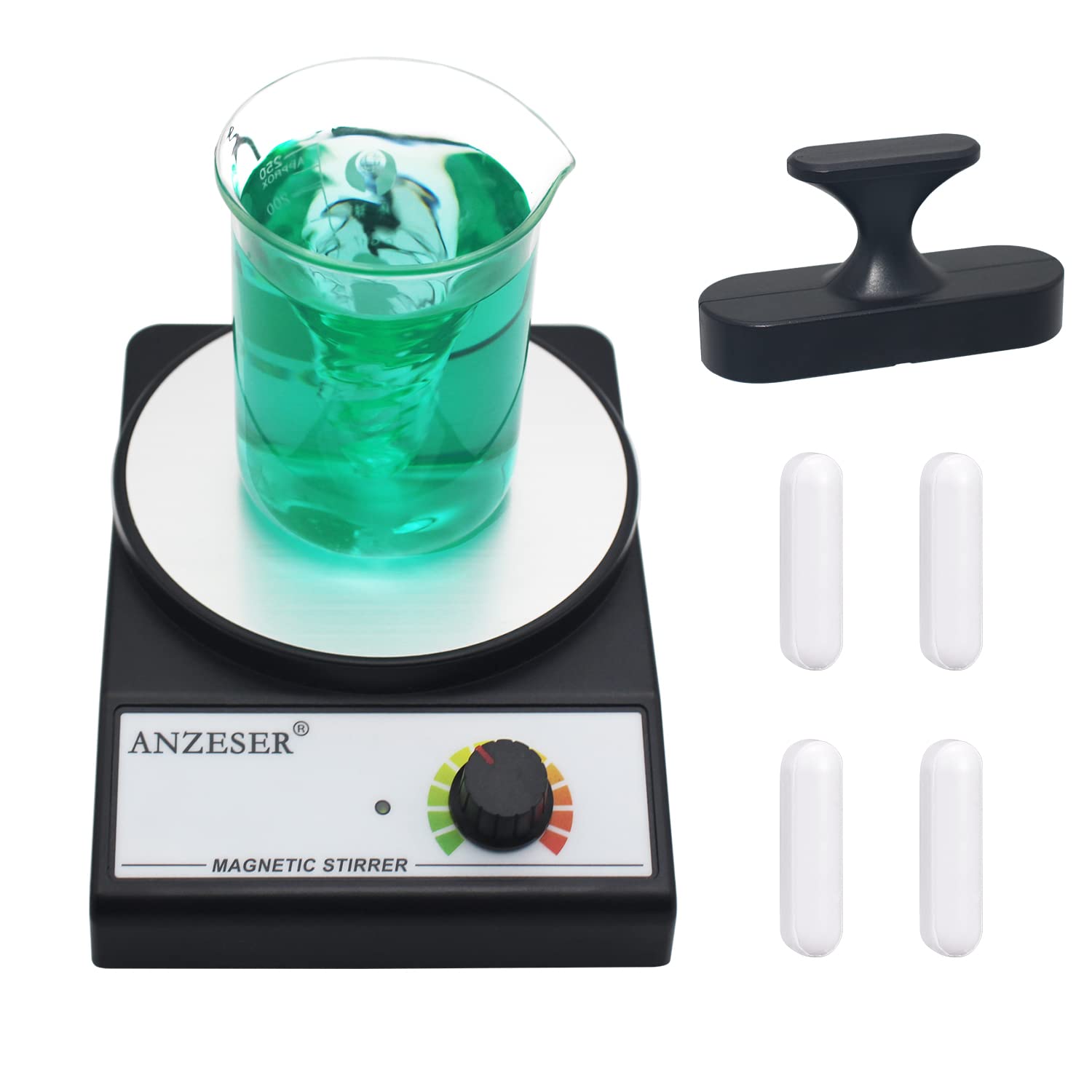 Anzeser Magnetic Stirrer With 4Pcs Stir Bars Set Stir Plate With Stir Bar Retriever (No Heating) 3000Ml Magnetic Mixer 3000Rpm L