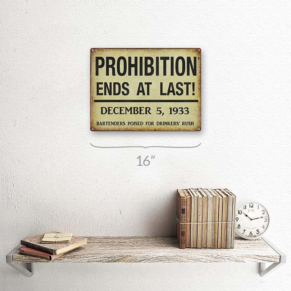 Hba Prohibition Ends Metal Sign, Vintage Style, Art Deco, Bar Décor, Pub Décor
