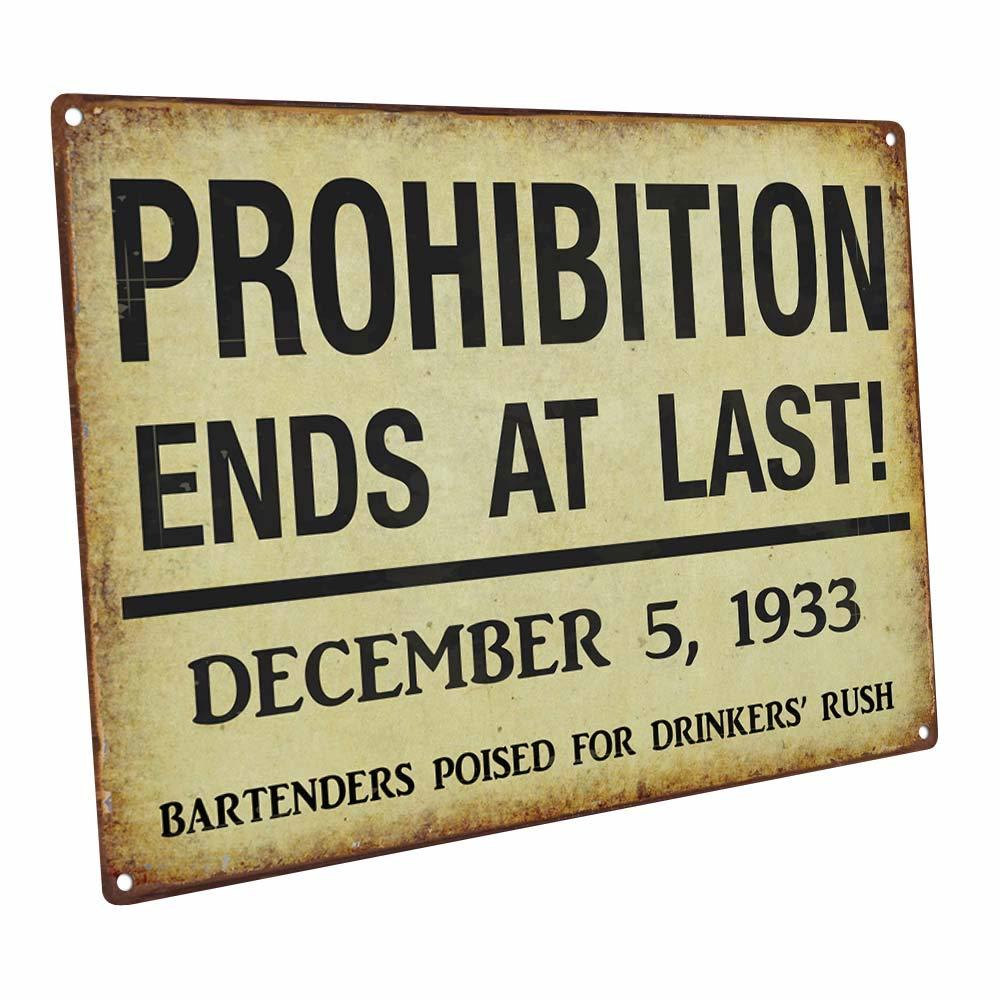 Hba Prohibition Ends Metal Sign, Vintage Style, Art Deco, Bar Décor, Pub Décor