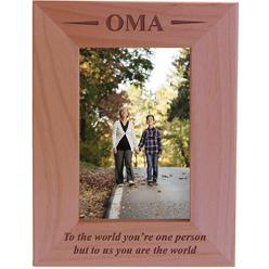 CustomGiftsNow Oma - to The World You're one Person but to us You are The World - Engraved Wood Picture Frame (4x6 Vertical)