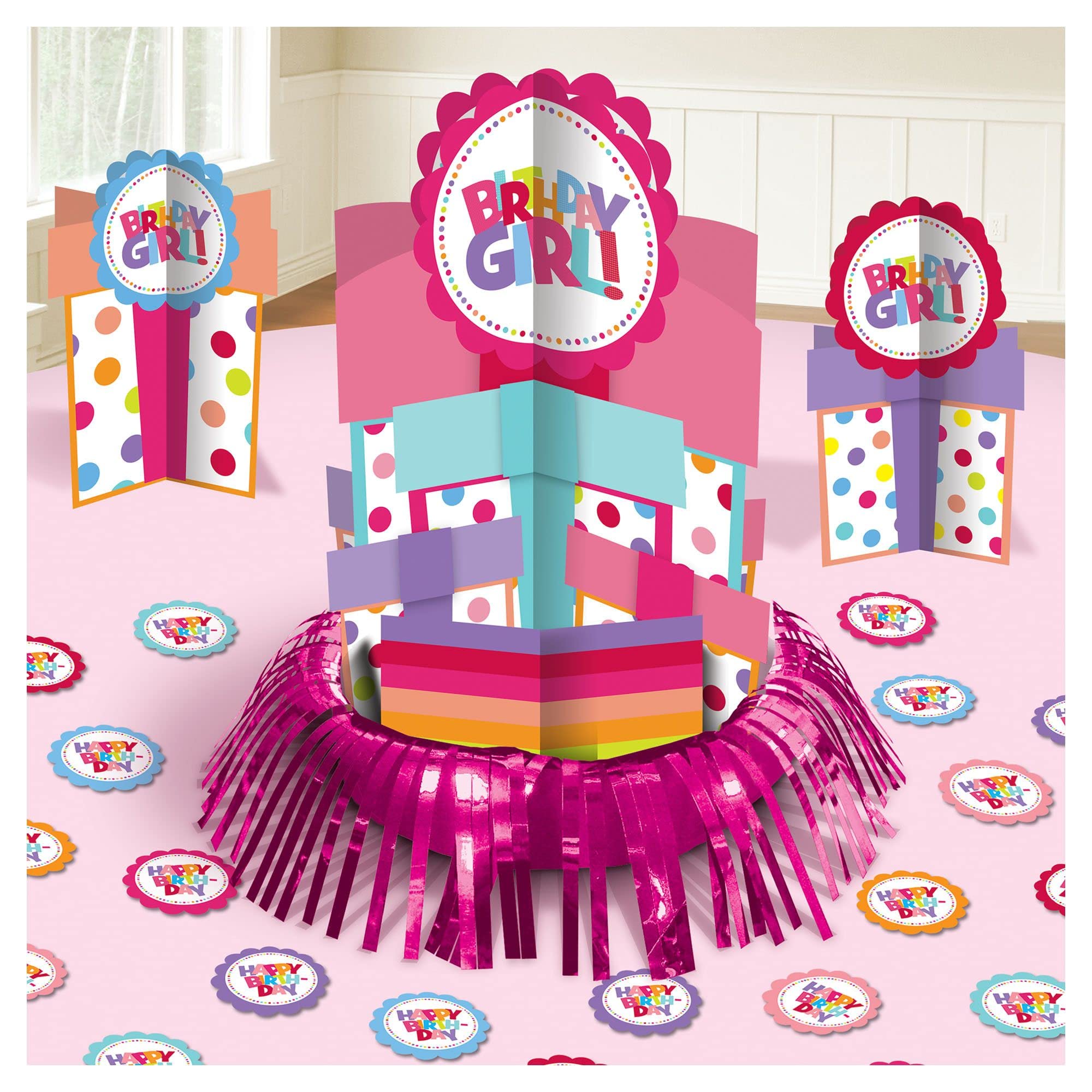 Amscan Happy Birthday Girl Table Decorating Kit, 1 Pack