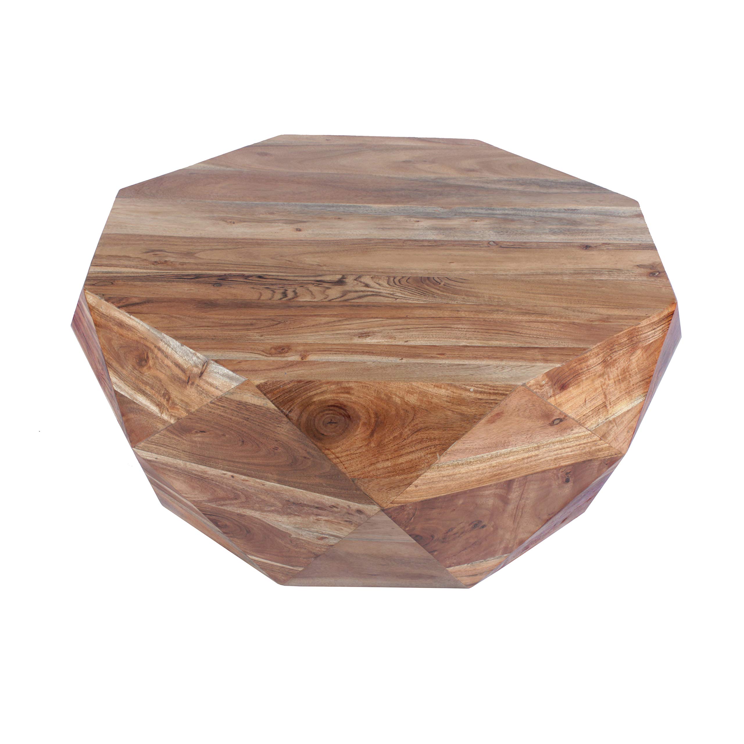 The Urban Port 33-Inch Diamond Shape Acacia Wood Coffee Table With Smooth Top, Natural Brown
