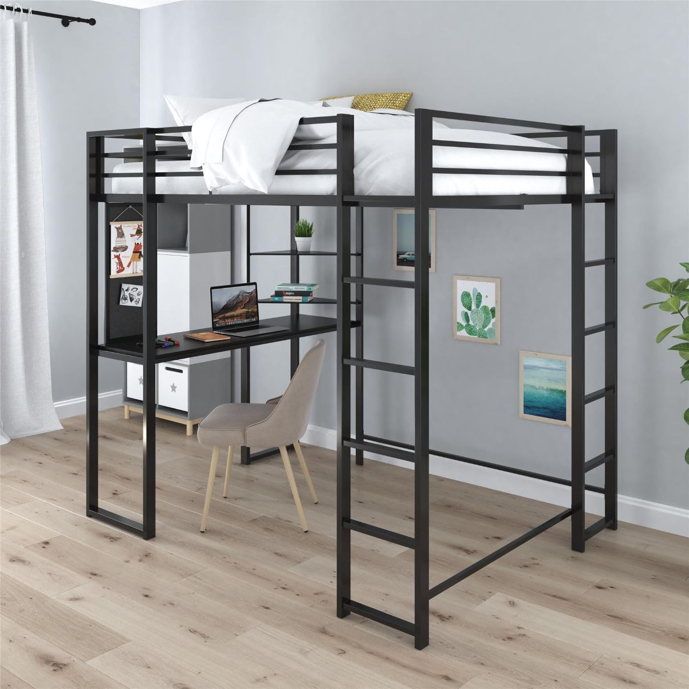 Dorel DHP Abode Full Size Metal Loft Bed, Black
