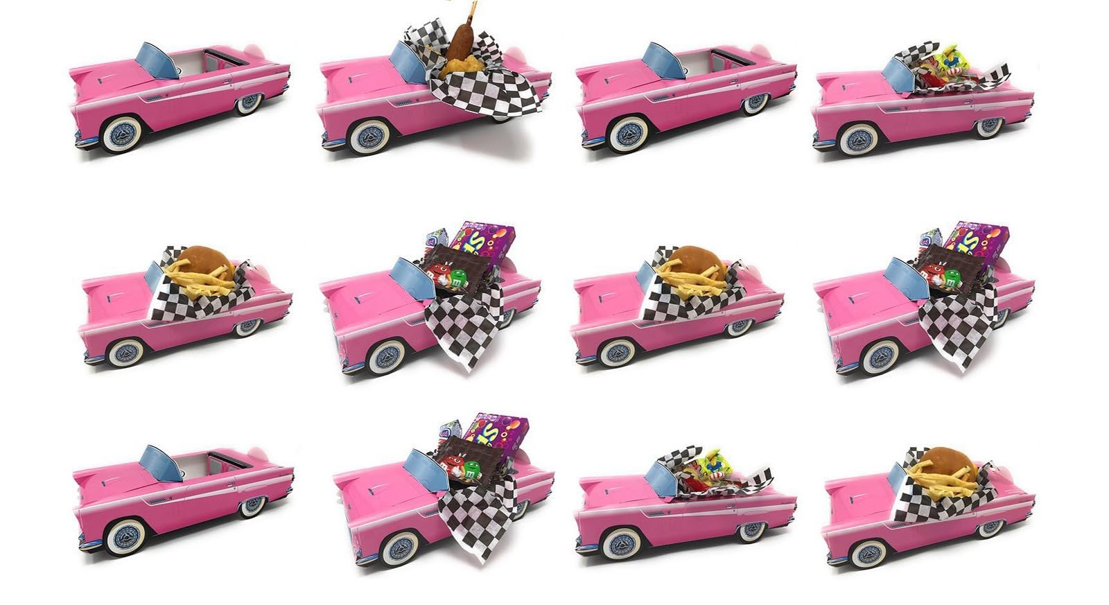 Dunwoody Specialty S 12 Classic Car Party Food Boxes - Pink Birthday Set