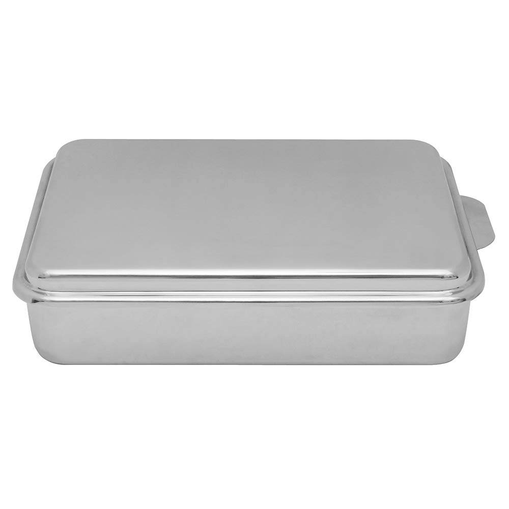 Lindys Lindy'S Stainless Steel 9 X 13 Inches Covered Cake Pan, Silver