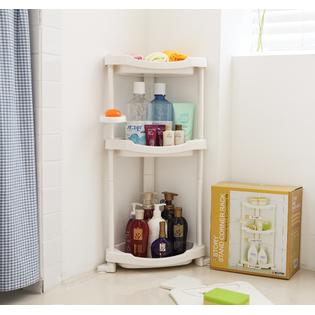 Tenby Living Corner Shower Caddy - 3 Shelf Shower Organizer Caddie With  Movab.