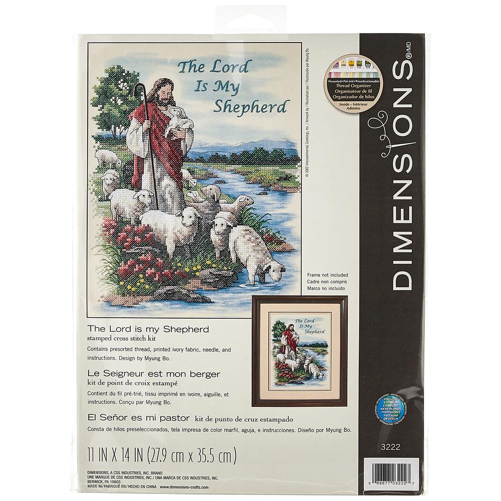 Dimensions 'Lord Is My Shepard' Stamped Cross Stitch Kit, 11'' W X 14'' H,Ivory