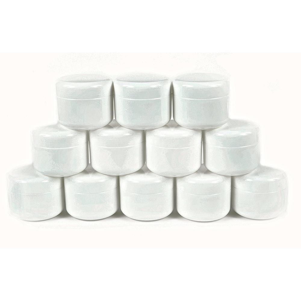 Vivaplex, 12, White, 4 Oz Cosmetic Jars, With Inner Liners And Dome Lids