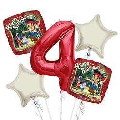 Viva Party Jake And The Neverland Pirates Balloon Bouquet 4Th Birthday 5 Pcs - Party Supplies