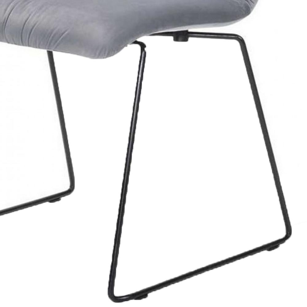 Benjara Fabric Tufted Metal Dining Chair with Sled Legs Support, Set of 2, Gray