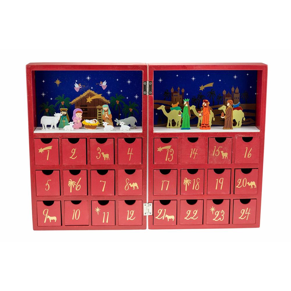 Clever Creations Wooden Christmas Advent Calendar, Countdown To Christmas, Festive Holiday Decoration, Book Nativity Scene