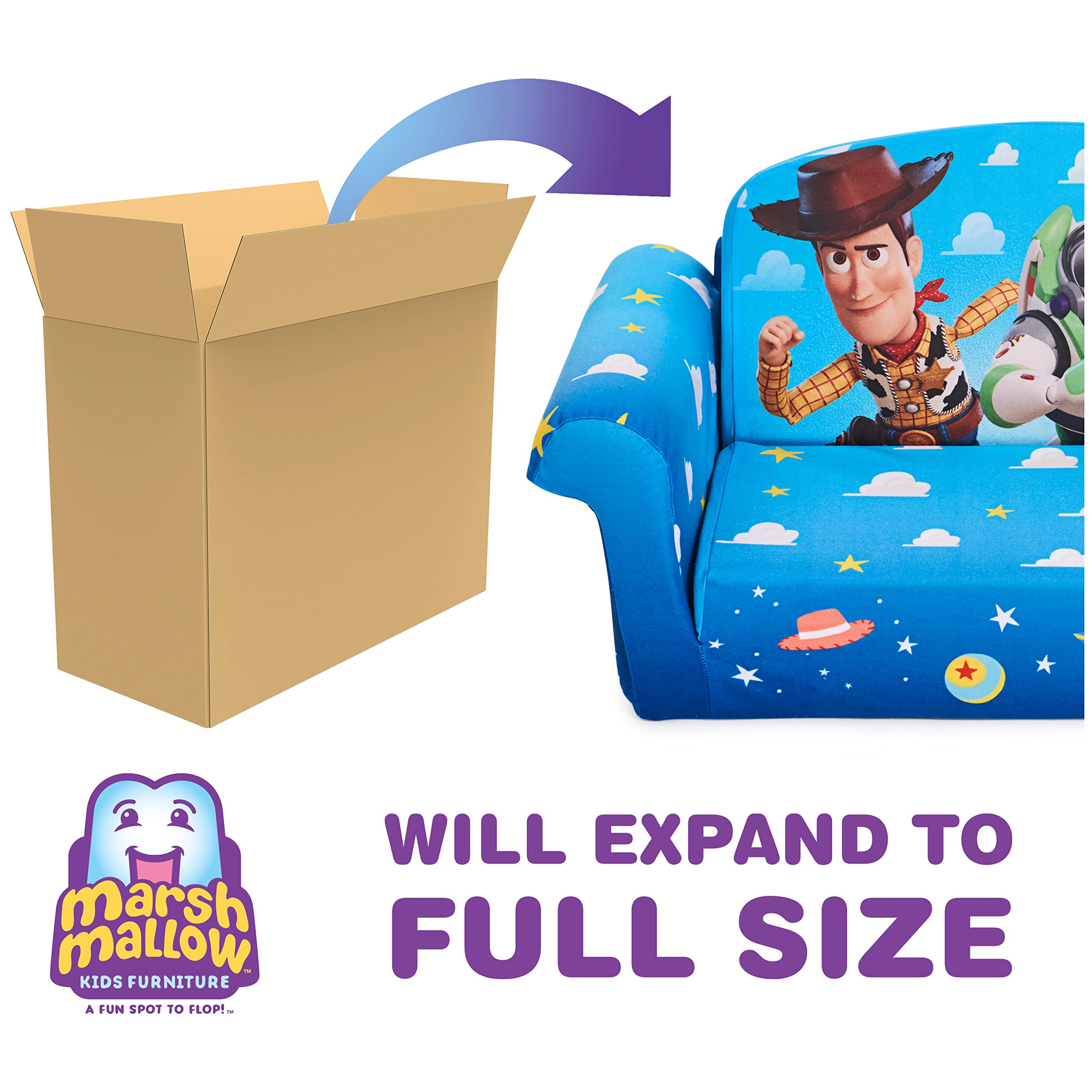 Marshmallow Furniture, Children'S 2-In-1 Flip Open Foam Compressed Sofa, Disney'S Toy Story