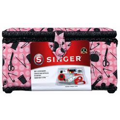 Singer 07276 Sewing Basket With Sewing Kit Accessories, Pink & Black