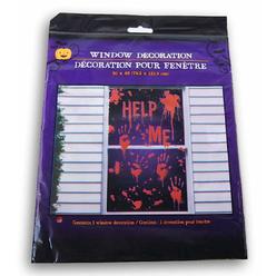 Spooky Town Halloween ''Help Me'' Bloody Hands Window Cover - 30 X 48 Inches