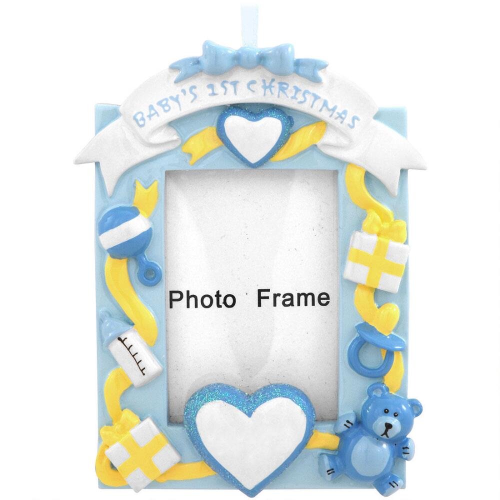 Bronners.com Baby'S First Christmas Picture Frame Blue Ornament