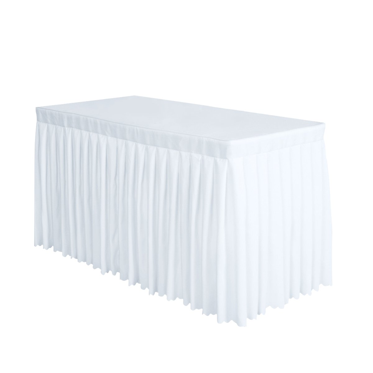 Surmente Tablecloth 14 ft Polyester Table Skirt for Weddings, Banquets, or Restaurants(White) A AA