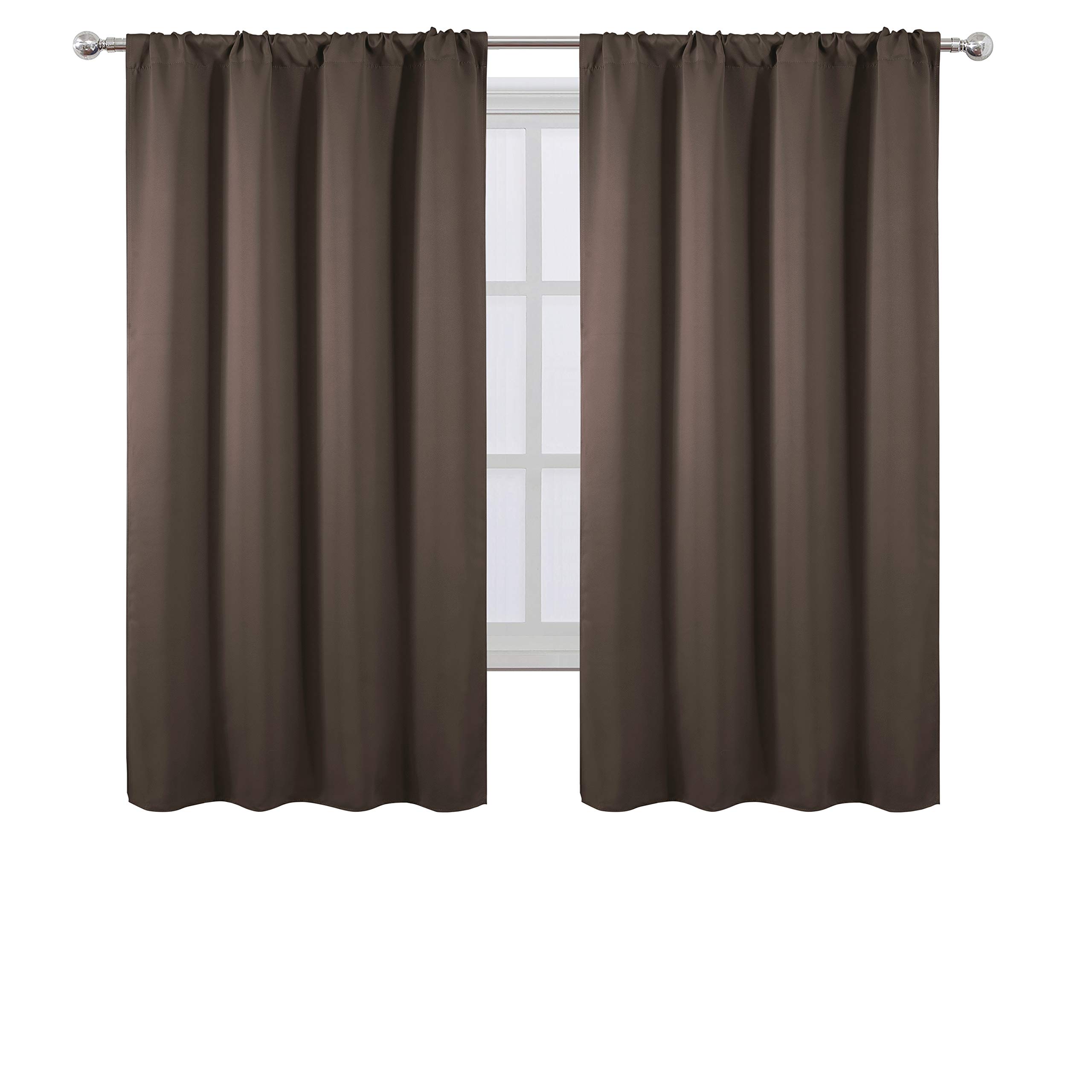 Lemomo Chocolate Brown Blackout Curtains/42 X 63 Inch/Set Of 2 Panels Room Darkening Curtains For Bedroom