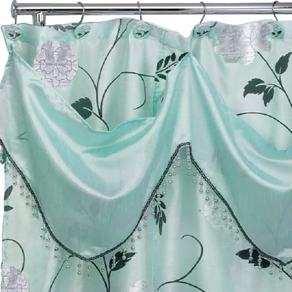 Popular Bath 705942 Shower Curtain With Valance, Avantie Collection, 70" X 72", Aqua