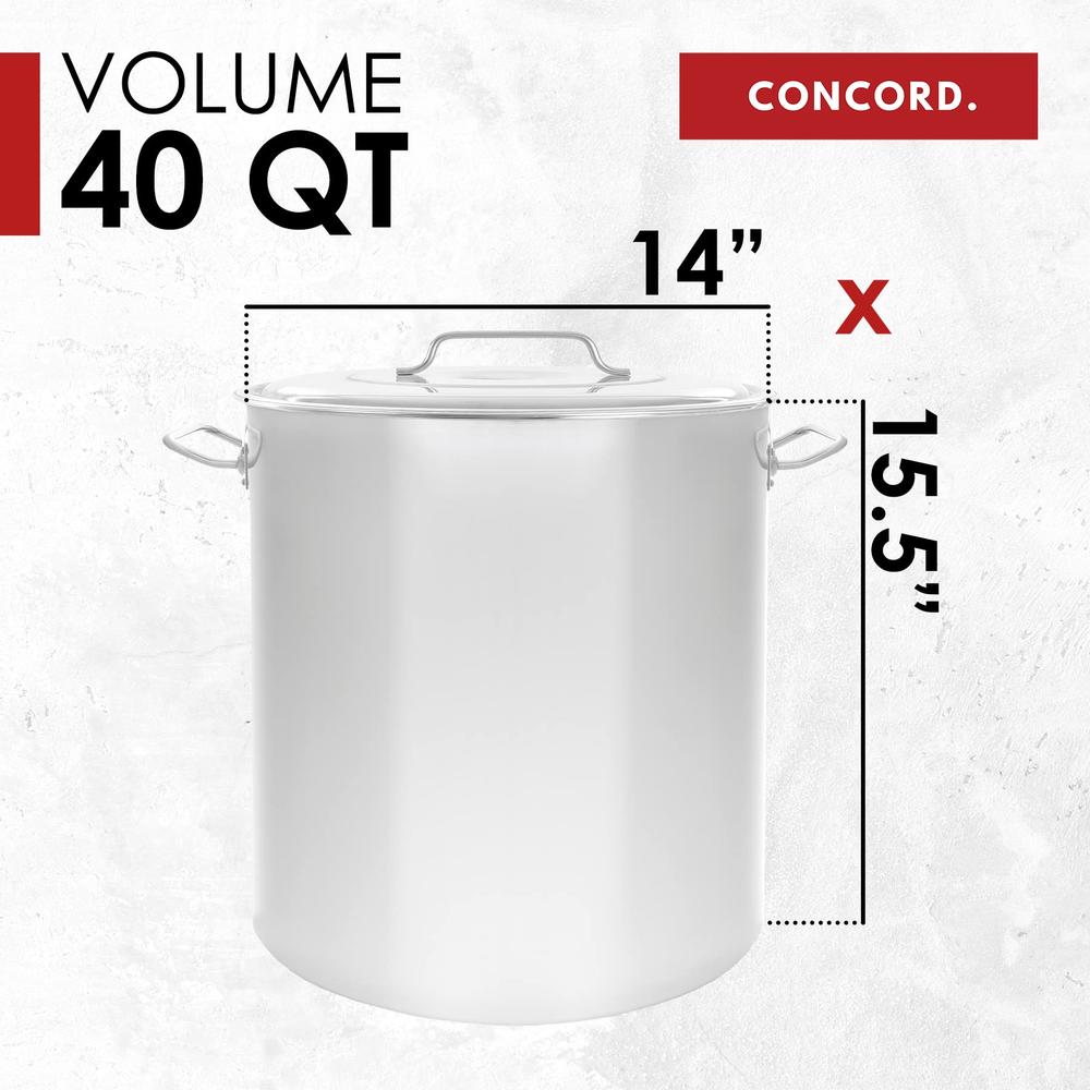 Concord Cookware Stainless Steel Stock Pot Cookware, 40-Quart