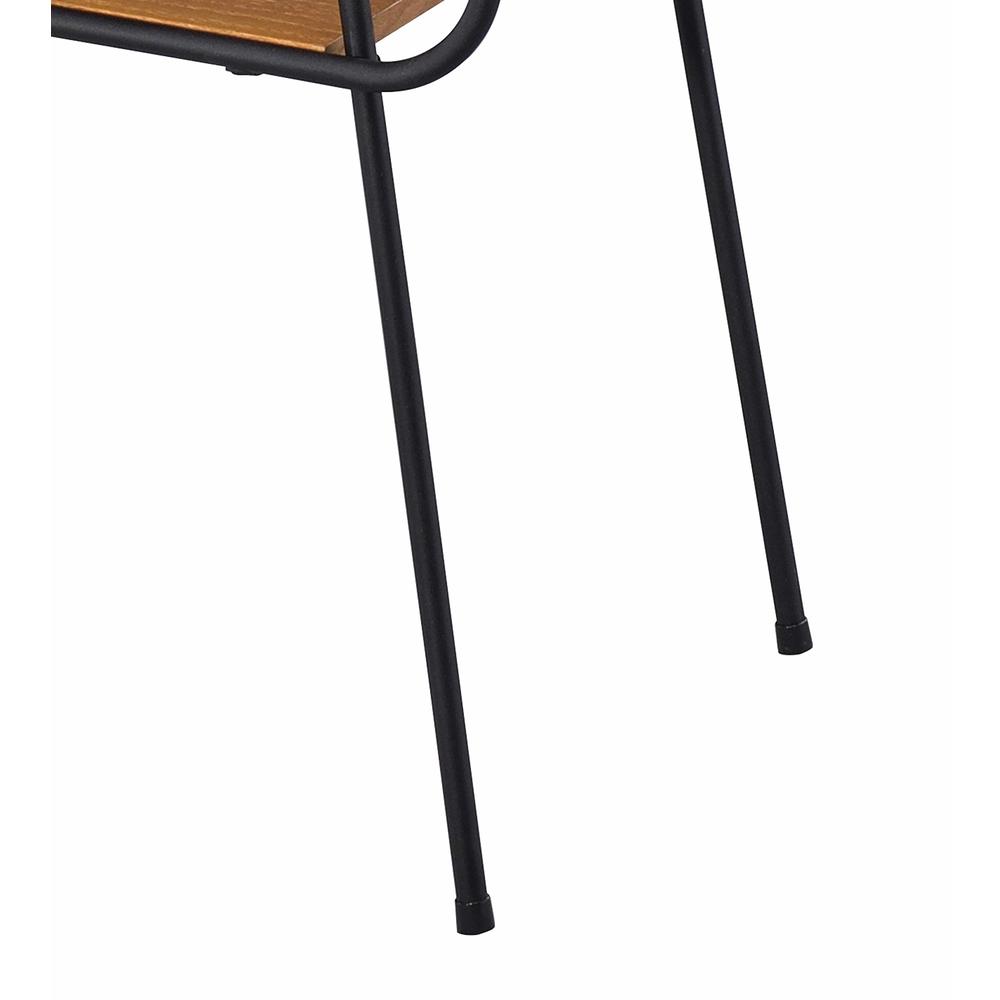 Benjara Metal And Wooden End Table With 2 Bottom Shelves, Brown And Black
