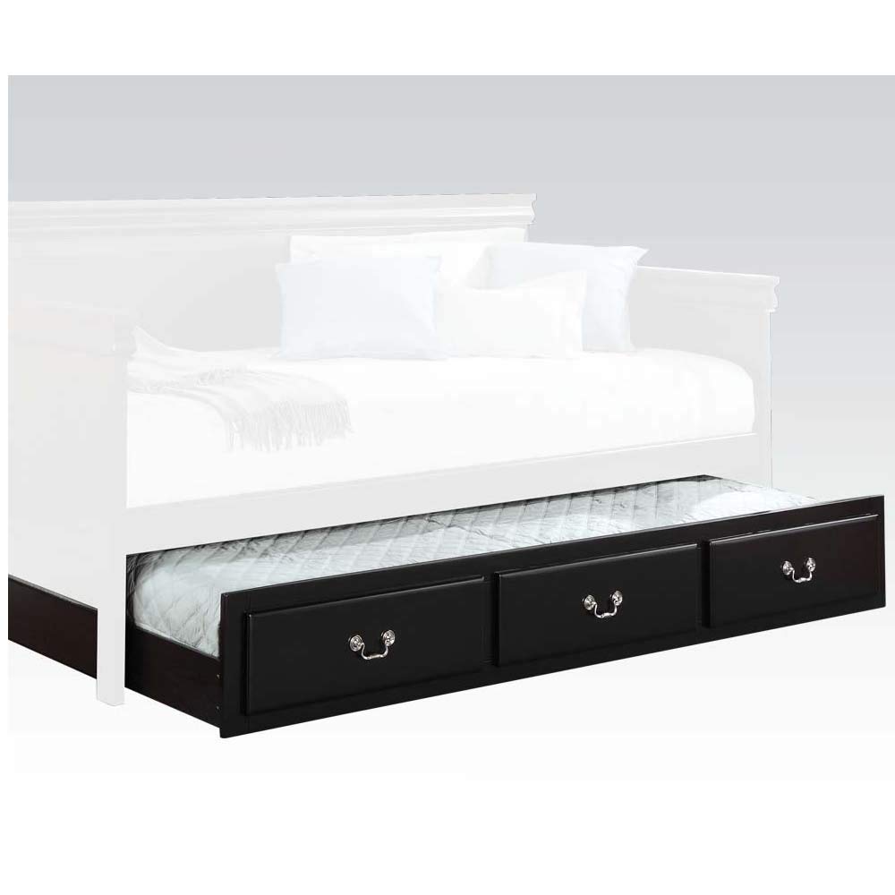 Benjara, Black Wooden Twin Size Trundle Bed with caster Wheels