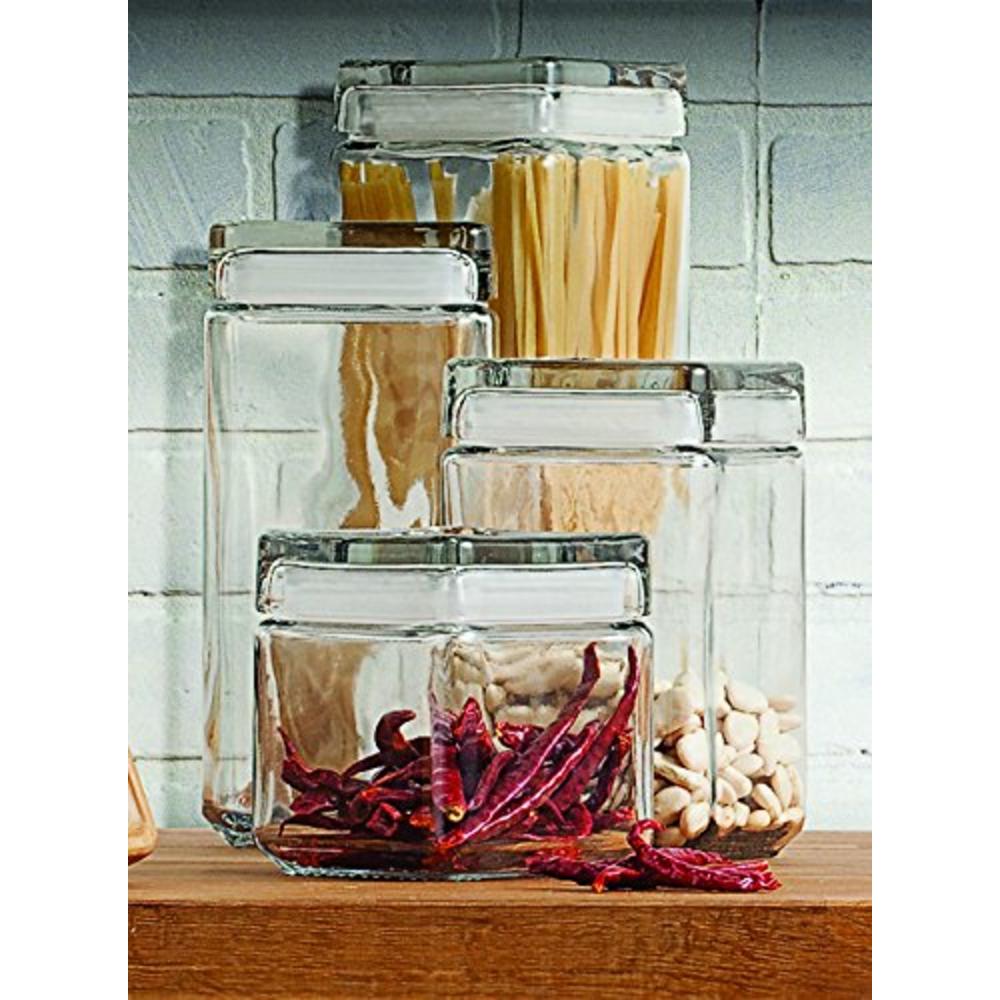 Anchor Hocking 1-Quart Stackable Jars With Glass Lids, Set Of 4