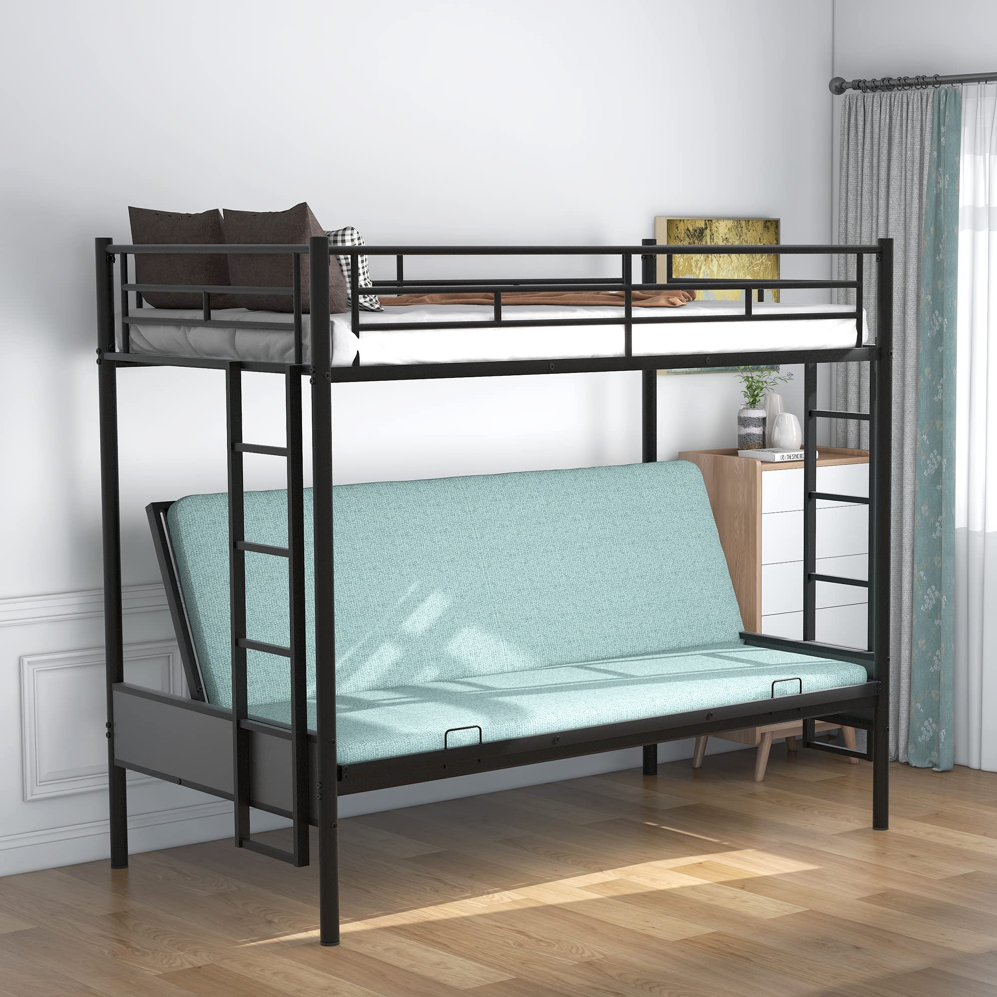 Softsea Twin Over Futon Metal Bunk Bed For Kids (Futon Bunk)
