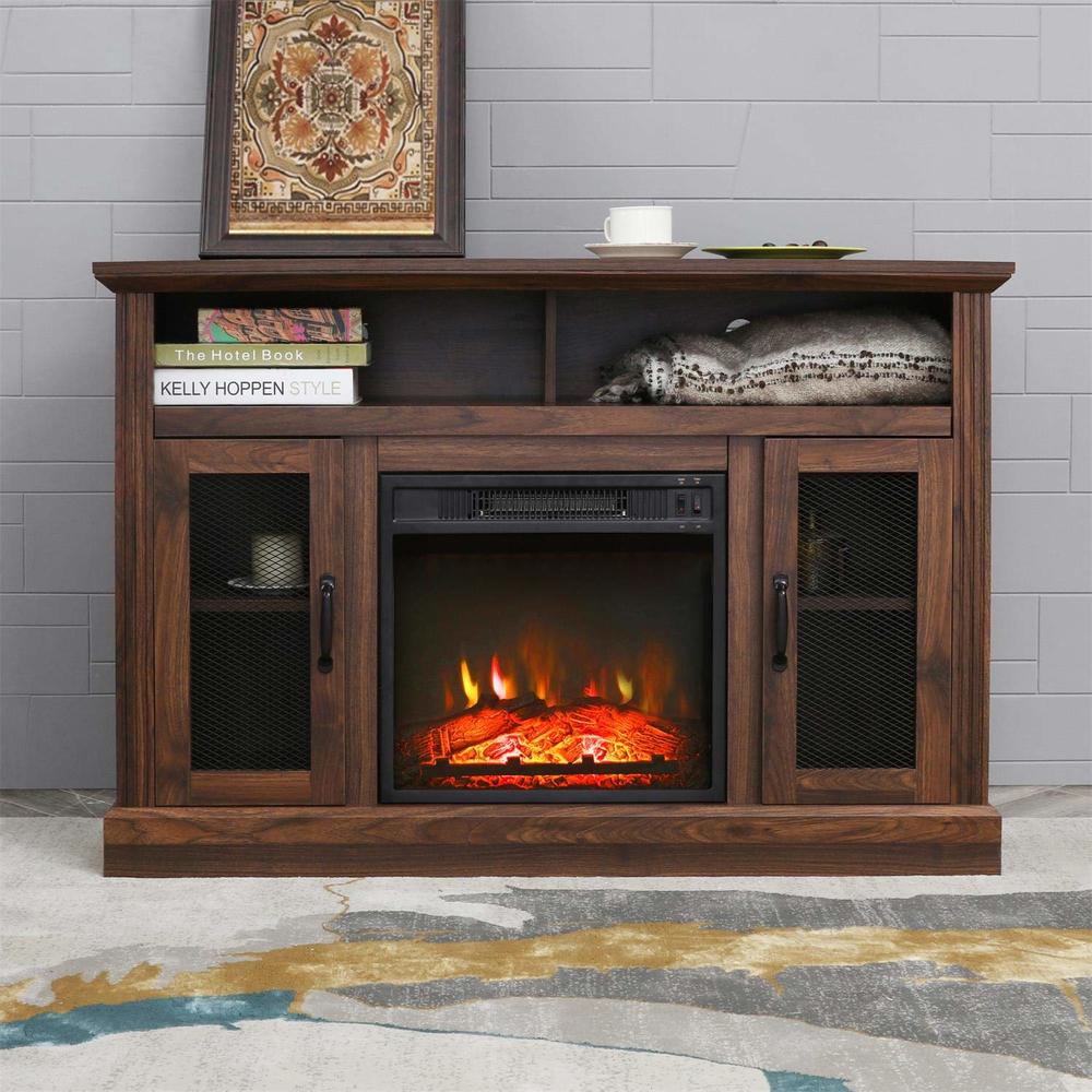 Patio Festival Fireplace Entertainment Center Wooden Electric Fireplaces Tv Stand Fire Place For Tvs Up To 50" Wide, Espresso