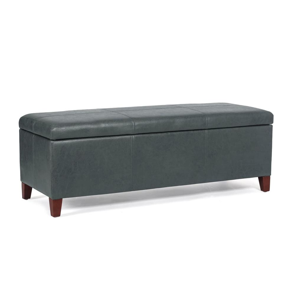 Asense 48.4" Rectangular Storage Ottoman, Large Fabric Footrest Bench For Living Room Bedroom Dining Room Entryway, Grey