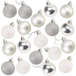 Juvale Mini Shatterproof Glitter Christmas Tree Ball Ornaments (Silver, White, 1.5 In, 48 Pack)