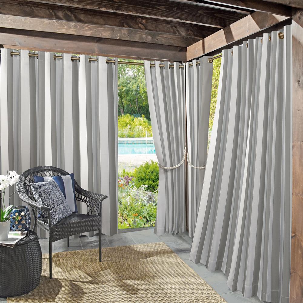 Sun Zero Valencia Cabana Stripe Indoor/Outdoor Uv Protectant Energy Efficient Grommet Curtain Panel