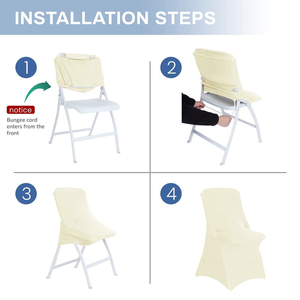 Azon Ivory 50Pcs Stretch Folding Spandex Chair Covers For Banquets, Weddings, Party And Celebration