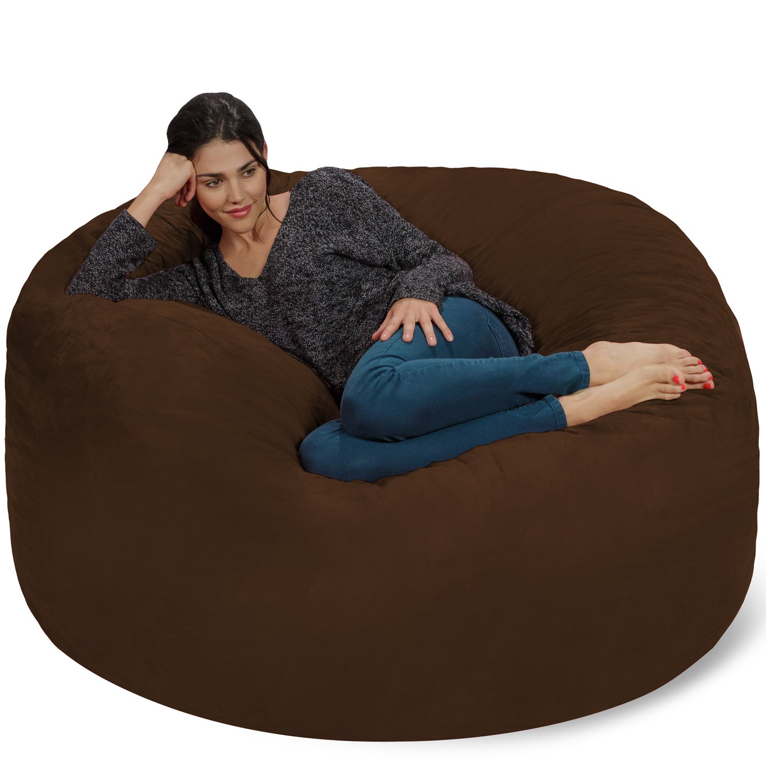 Chill Sack Bean Bag Chair: Giant 5' Memory Foam Furniture Bean Bag - Big Sofa With Soft Micro Fiber Cover - Chocolate