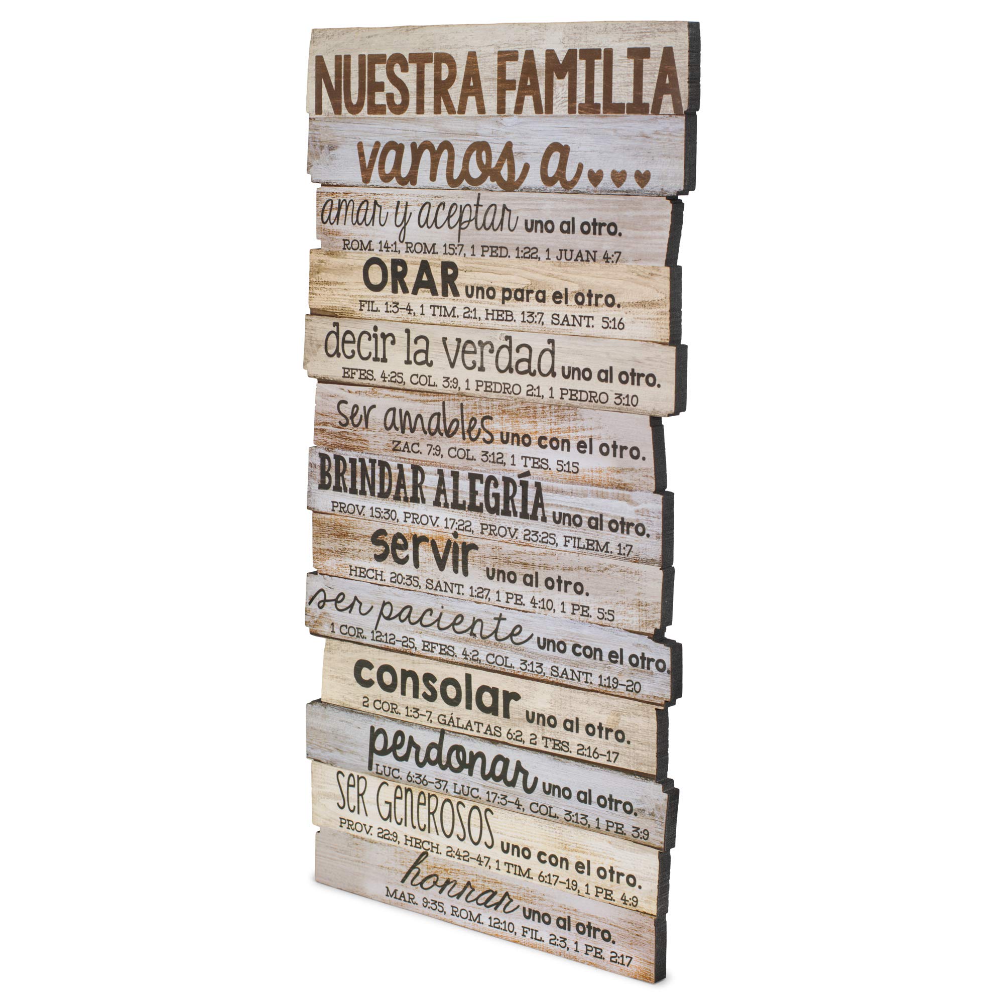 Lighthouse Christian Products Nuestra Familia, Our Family Rustic Stacked Pallet 5 X 10 Wood Desktop Plaque