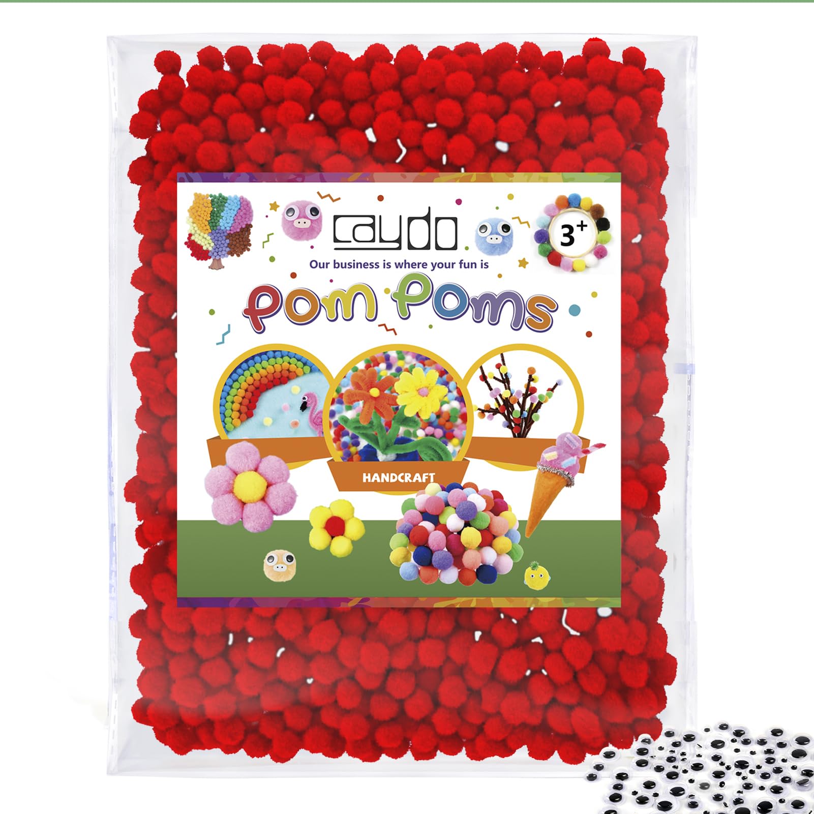 Caydo 500Pcs Red Pom Poms, 1Cm Small Pom Poms Balls For Kids Diy Art  Creative Crafts Projects And Decorations