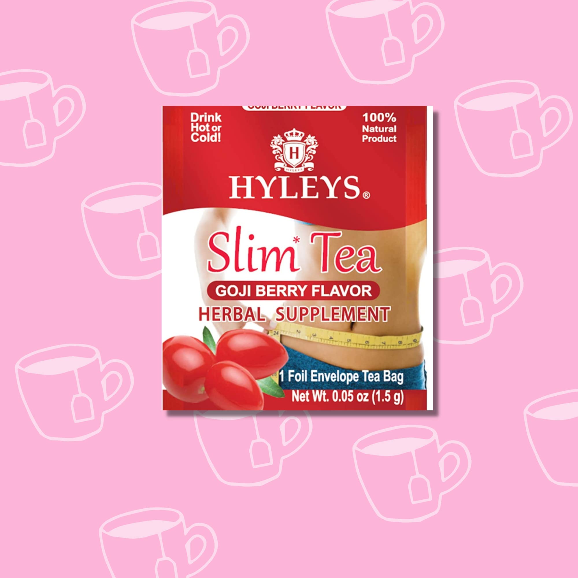 HYLEYS TEA Hyleys Slim Tea Goji Berry Flavor - Weight Loss Herbal Supplement Cleanse And Detox - 25 Tea Bags (1 Pack)