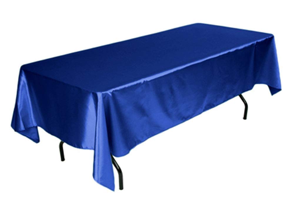 Tektrum 60 X 102 INcH 60X102 Rectangular Silky Satin Tablecloth - Premium Fabric - Royal Blue